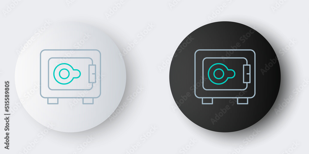 Line Safe icon isolated on grey background. The door safe a bank vault with a combination lock. Reliable Data Protection. Colorful outline concept. Vector Line Safe icon isolated on grey background. The door safe a bank vault with a combination lock. Reliable Data Protection. Colorful outline concept. Vector