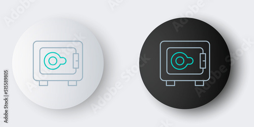 Line Safe icon isolated on grey background. The door safe a bank vault with a combination lock. Reliable Data Protection. Colorful outline concept. Vector