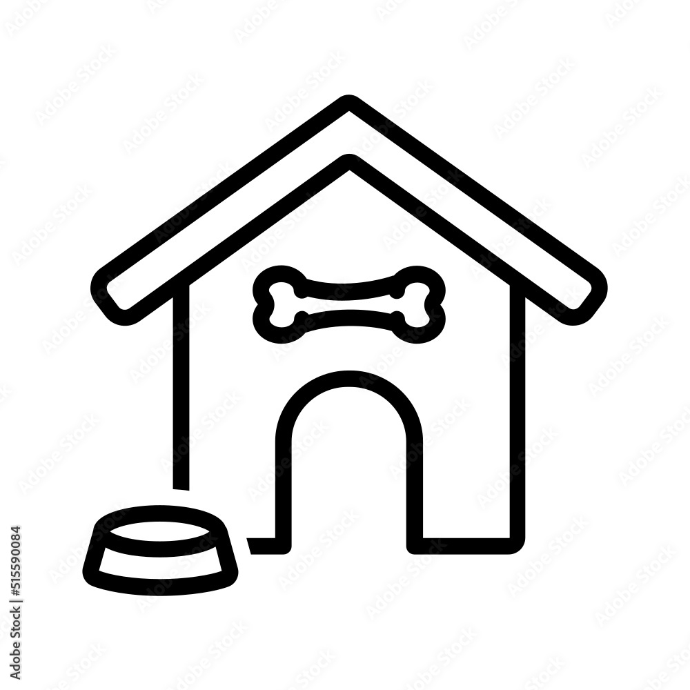 Black line icon for Dog house Black line icon for Dog house