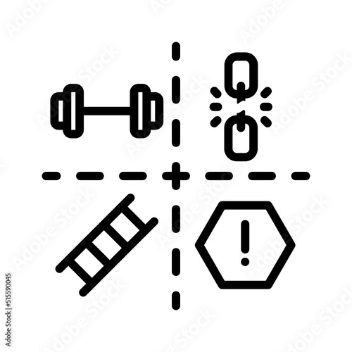 Black line icon for Swot