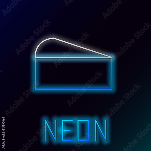 Glowing neon line Cheese icon isolated on black background. Colorful outline concept. Vector