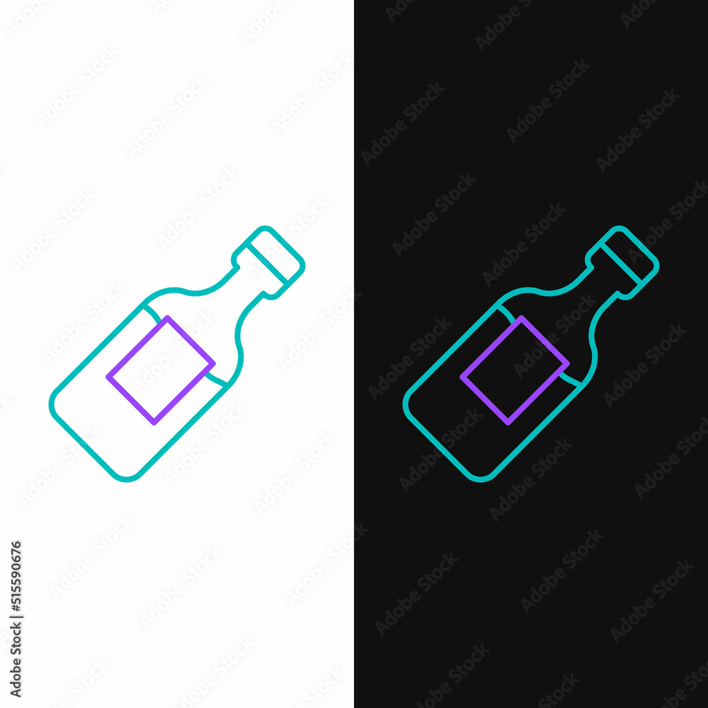 Line Bottle of water icon isolated on white and black background. Soda aqua drink sign. Colorful outline concept. Vector Line Bottle of water icon isolated on white and black background. Soda aqua drink sign. Colorful outline concept. Vector