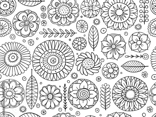 Fairy floral mandala background. Magic garden art. Seamless pattern for your ...