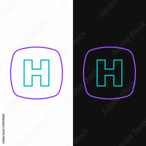 Line Hospital signboard icon isolated on white and black background. Colorful outline concept. Vector