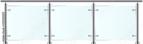 Modern glass railing vector illustration isolated 