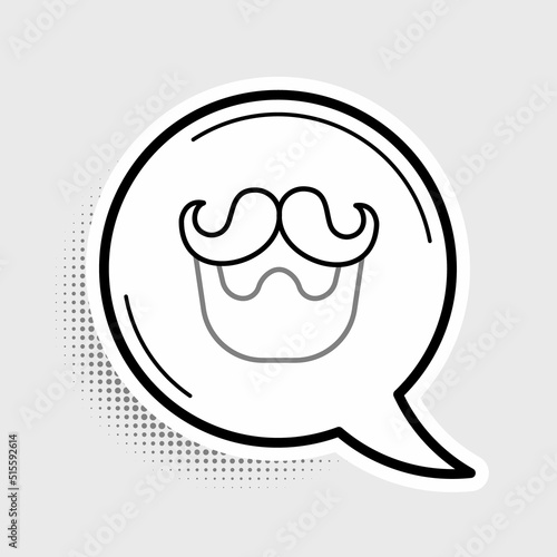 Line Mustache and beard icon isolated on grey background. Barbershop symbol. Facial hair style. Colorful outline concept. Vector