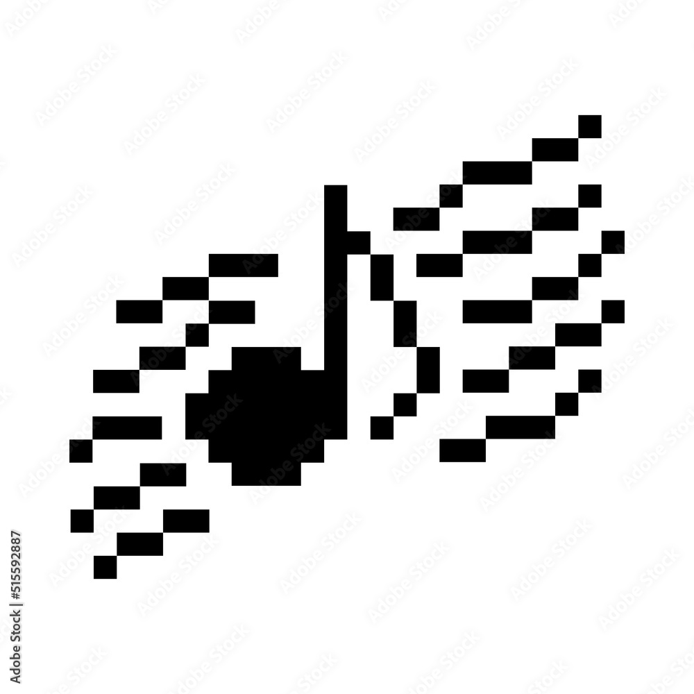 Pixel art Musical notes. Simple geometric symbol. Digital web sign. Isolated flat vector illustration.