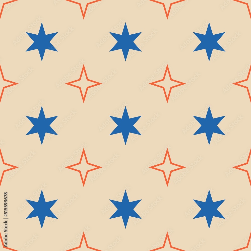 Abstract seamless background with stars in retro style. Modern paint for greeting card, party invitation, wallpaper sale, holiday wrapping paper, fabric, bag print, t-shirt, workshop advertising. Abstract seamless background with stars in retro style. Modern paint for greeting card, party invitation, wallpaper sale, holiday wrapping paper, fabric, bag print, t-shirt, workshop advertising.