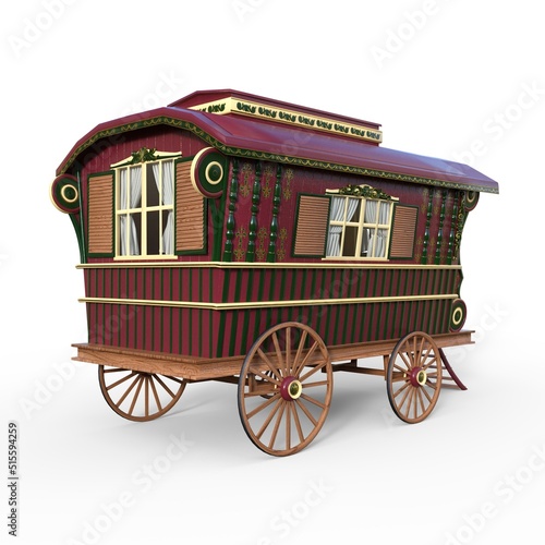 3D-illustration of a old fashioned waggon over white