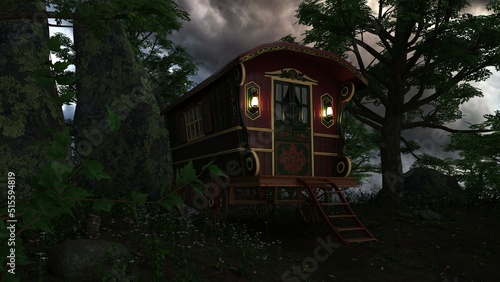 3D-illustration of a old fashioned hitsoric waggon