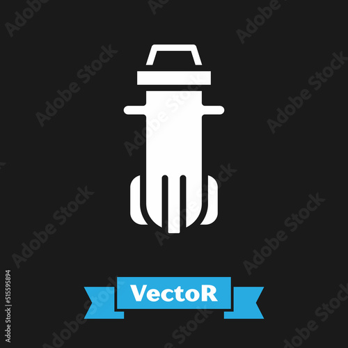 White Water filter icon isolated on black background. System for filtration of water. Reverse osmosis system. Vector
