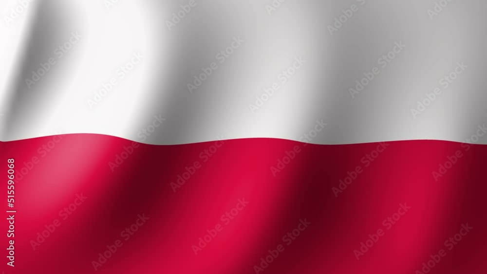 The flag of Poland flutters in the wind. Seamless Animation 3d The flag of Poland flutters in the wind. Seamless Animation 3d