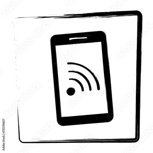 smartphone wi fi icon. Brush frame. Vector illustration.