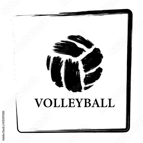 volleyball ball icon. Brush frame. Vector illustration.