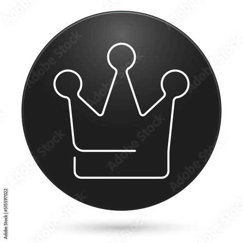 Crown icon, black circle button with gradient. Vector illustration.