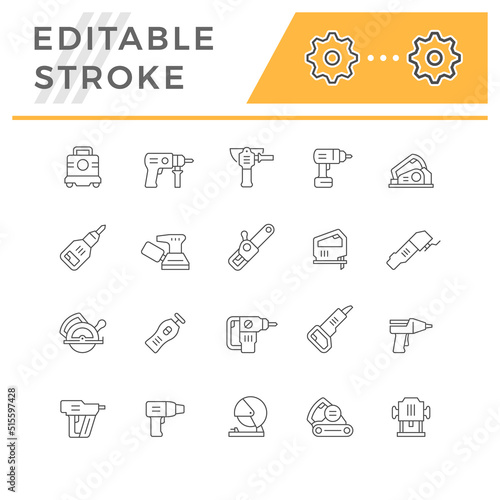 Set line icons of power tool