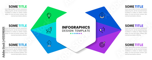 Infographic template. Hexagon with 6 steps and icons