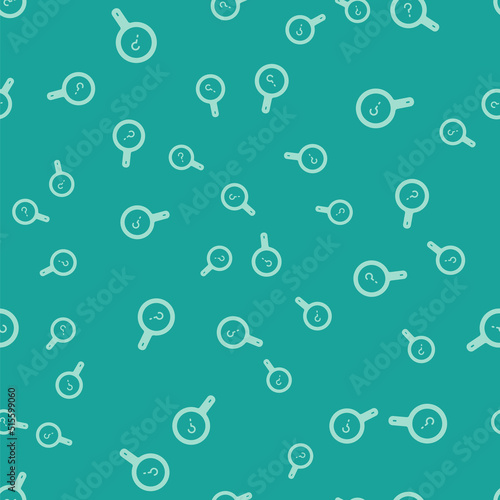 Green Unknown search icon isolated seamless pattern on green background. Magnifying glass and question mark. Vector