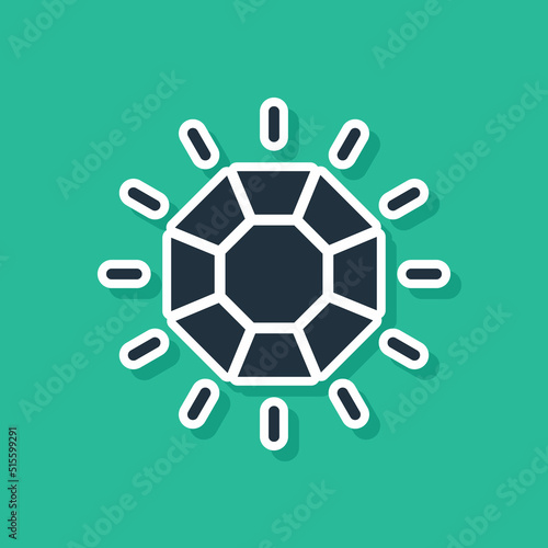 Blue Diamond icon isolated on green background. Jewelry symbol. Gem stone. Vector