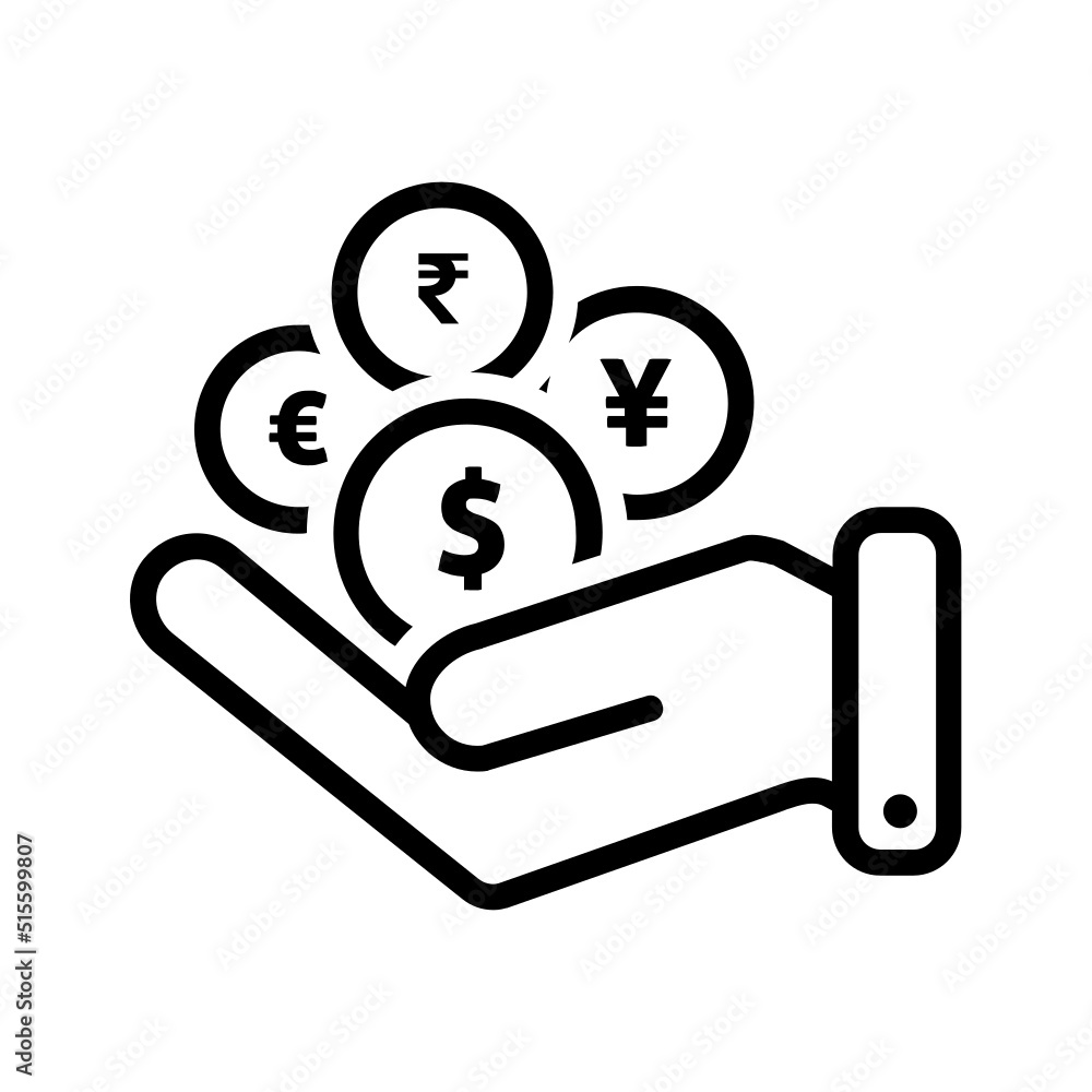 Black line icon for Currency Black line icon for Currency