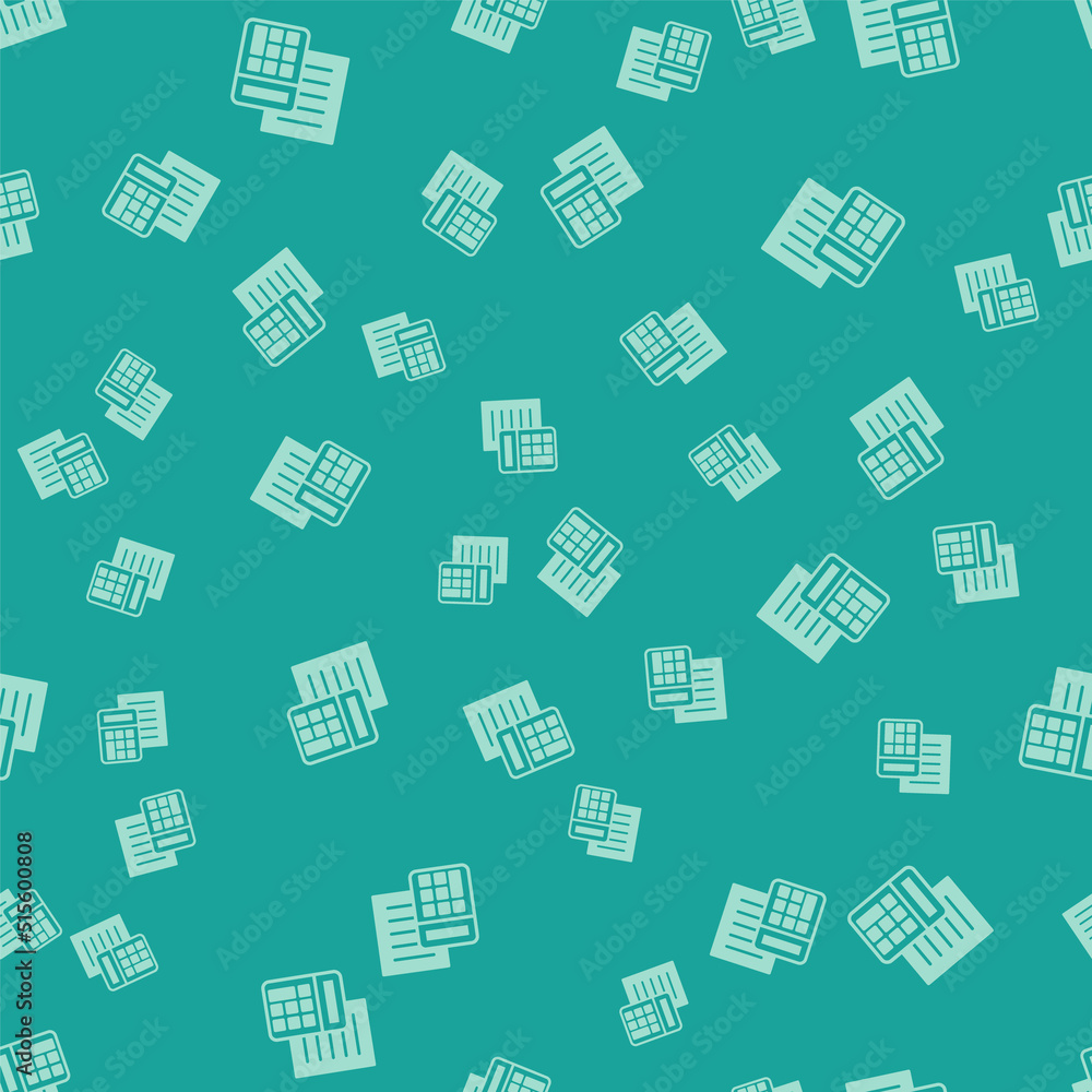 Green Calculator icon isolated seamless pattern on green background. Accounting symbol. Business calculations mathematics education and finance. Vector Green Calculator icon isolated seamless pattern on green background. Accounting symbol. Business calculations mathematics education and finance. Vector