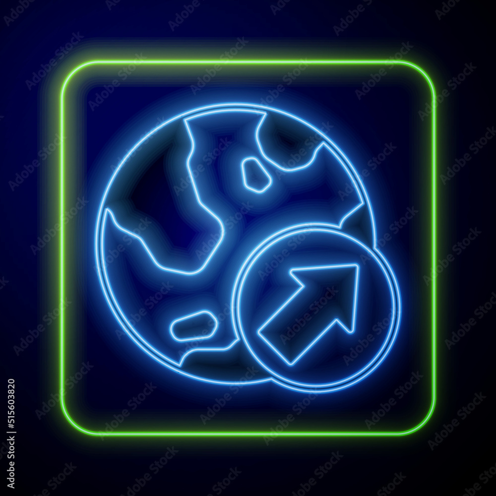 Glowing neon Financial growth increase icon isolated on blue background. Increasing revenue. Vector Glowing neon Financial growth increase icon isolated on blue background. Increasing revenue. Vector
