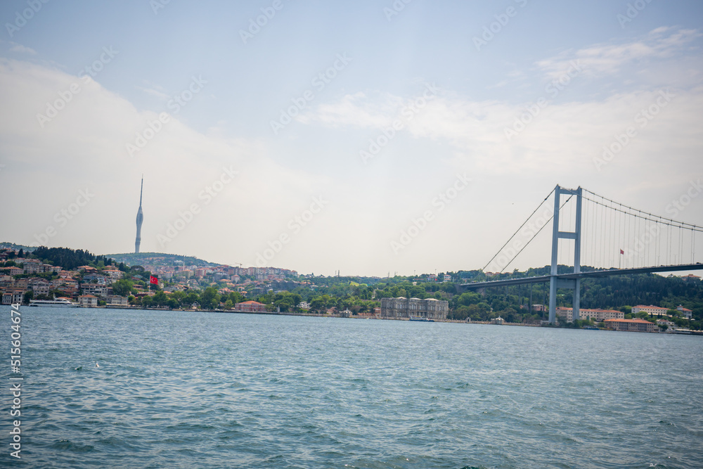 The Bosphorus Bridge and boats in Istanbul, Turkey The Bosphorus Bridge and boats in Istanbul, Turkey