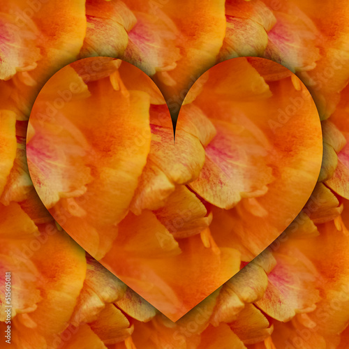 bright orange background in the middle of the heart