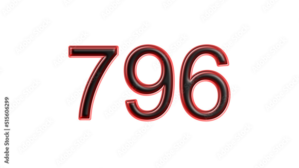 red 796 number 3d effect white background red 796 number 3d effect white background