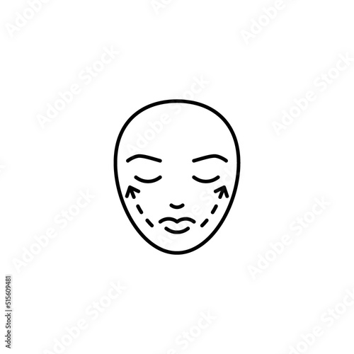 Face plastic of cheek, medical beauty procedure, line icon. Facelift, aesthetic contour. Plastic surgery, lifting contour skin. Vector illustration