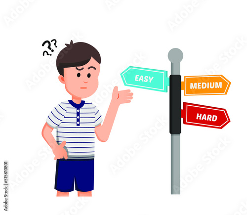a boy confused in determining the direction