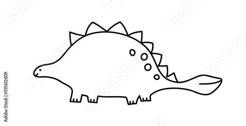 Vector Stylized cute monoline dinosaur Ankylosaurus isolated on white background. Kids dino for children and adults. Doodle simple style. Print on fabric stock illustration