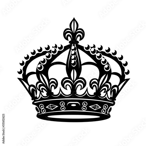 Crown detailed Icon encrusted with diamonds simple style isolated on white background. Royal symbol for your web site design, logo, app, UI. Vector illustration.