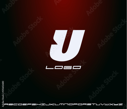 Logo of bold italic letter U, heavy monogram, first letter of name. Futuristic, technological, minimalistic style modern logotype concept for business and startup. Vector illustration
