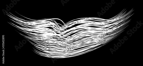 White flow brushstroke on white background.. Fluffy bunch of white politics. Abstract disheveled fibres. Vector illustration swirl blur. Crayons and chalk paint, fibers, hair and bunch