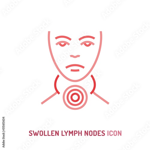 Swollen lymph nodes icon. Editable vector illustration