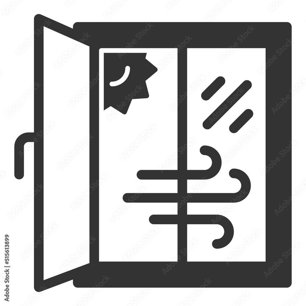 Open window, outside the window the sun and wind, weather conditions - vector sign, web icon, illustration on a white background, glyph style
Open window, outside the window the sun and wind, weather conditions - vector sign, web icon, illustration on a white background, glyph style