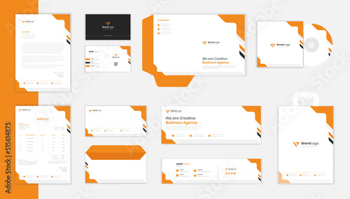 Modern corporate Stationery design set, business letterhead design, folder design vector