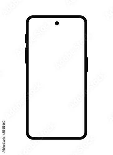 Smartphone mockup frameless blank screen frameless design. Smartphone icon on white background vector illustration. Flat Icon Mobile Phone, Handphone.
