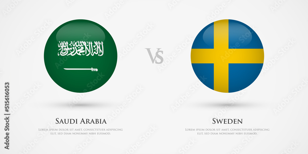 Saudi Arabia vs Sweden country flags template. The concept for game, competition, relations, friendship, cooperation, versus. Saudi Arabia vs Sweden country flags template. The concept for game, competition, relations, friendship, cooperation, versus.