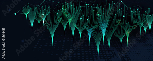 Neural network concept. Connected cells with links. High technology process. Abstract background