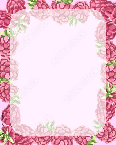 Watercolor vector card, background with raspberries © Ann_Design_ZP