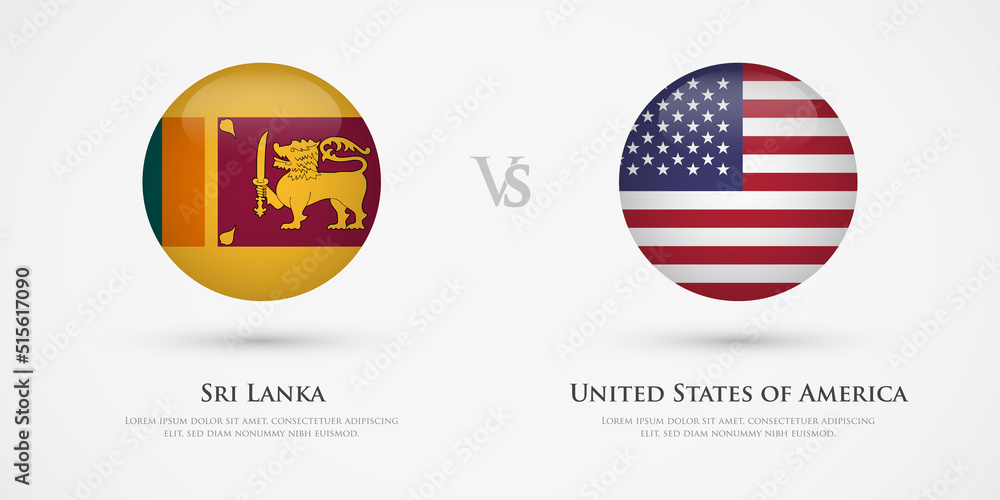 Sri Lanka vs United States of America country flags template. The concept for game, competition, relations, friendship, cooperation, versus.