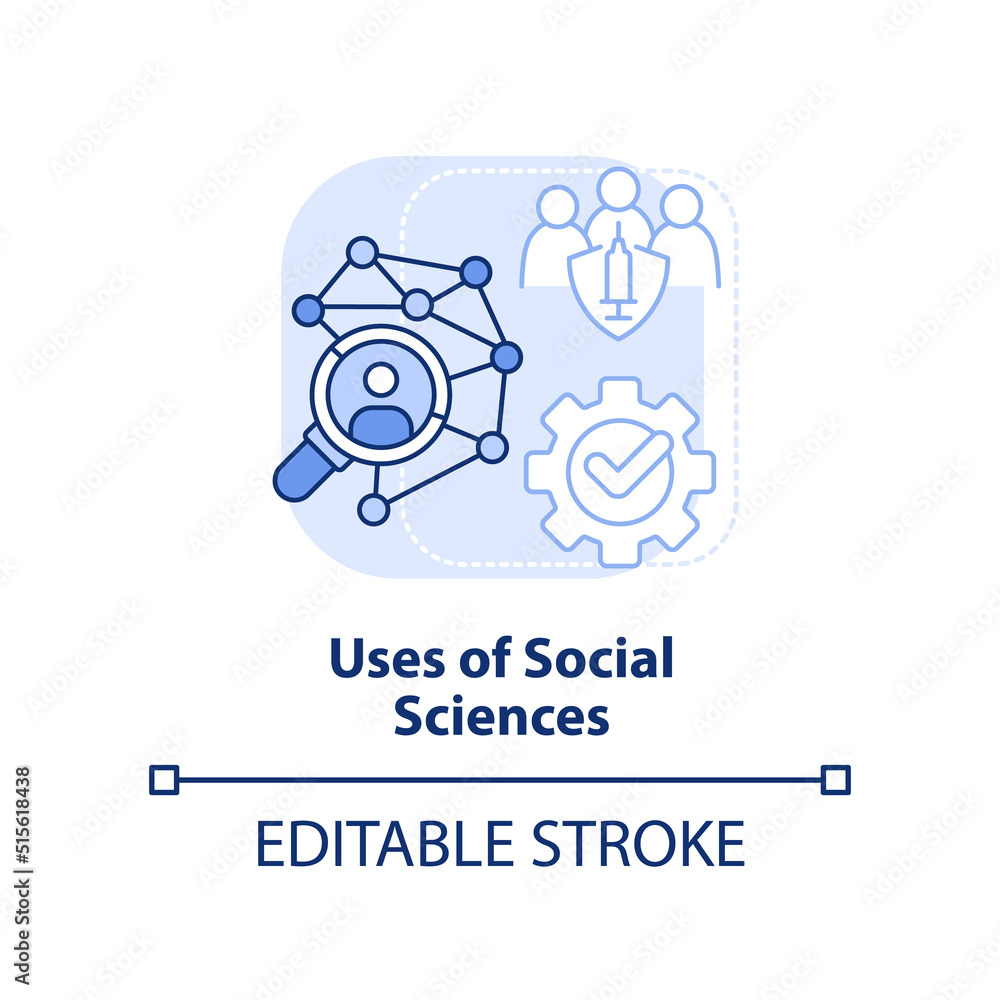 Uses of social sciences light blue concept icon. Pandemic preparedness abstract idea thin line illustration. Isolated outline drawing. Editable stroke. Arial, Myriad Pro-Bold fonts used Uses of social sciences light blue concept icon. Pandemic preparedness abstract idea thin line illustration. Isolated outline drawing. Editable stroke. Arial, Myriad Pro-Bold fonts used
