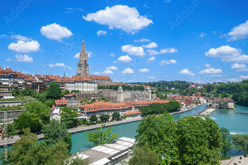 Cathedral of Bern Swiss panoramic view with river