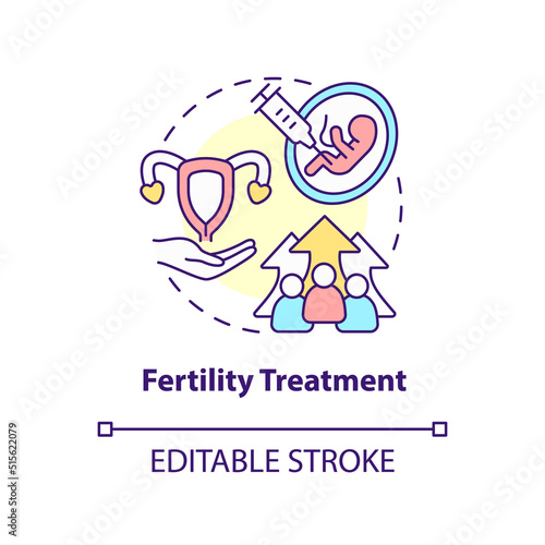 Fertility treatment concept icon. Conceiving technology. Cause of overpopulation abstract idea thin line illustration. Isolated outline drawing. Editable stroke. Arial, Myriad Pro-Bold fonts used