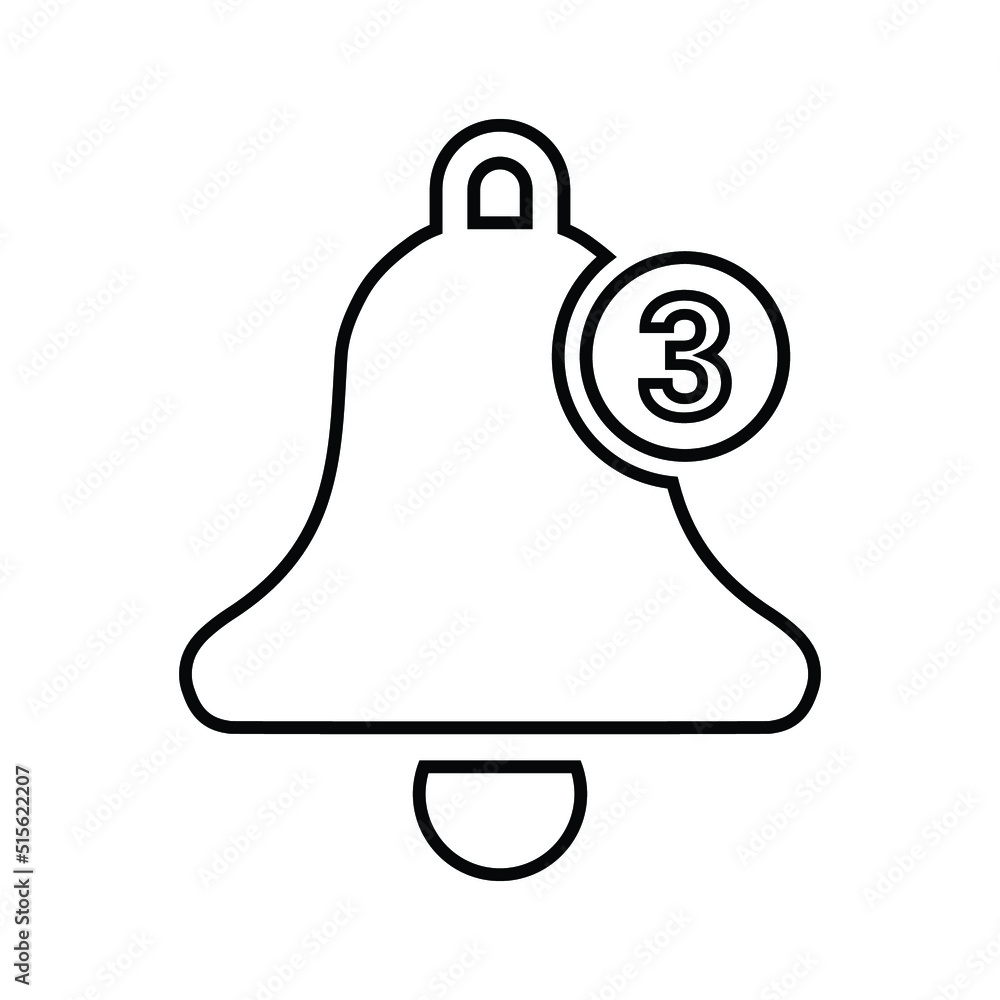 Alert, bell, notification outline icon. Line art vector. Alert, bell, notification outline icon. Line art vector.
