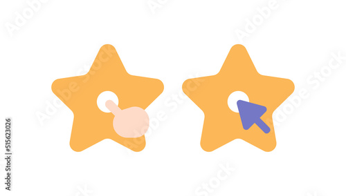 give a rating, review, give an assessment. evaluation. stars, cursors, customer ratings. symbols and icons. flat cartoon illustration. concept design