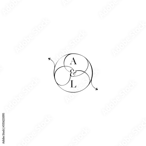 AL feminine wedding line initial concept with high quality logo design
