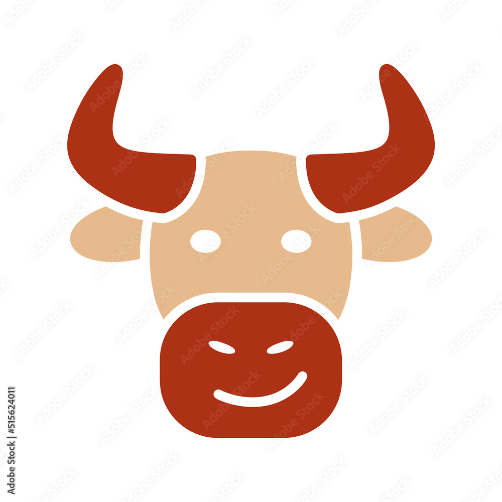 Bull glyph icon. Farm animal vector illustration